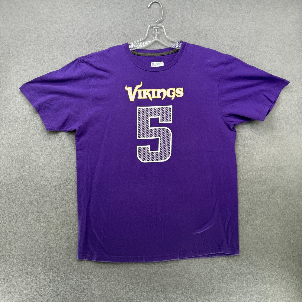 Minnesota Vikings T-Shirt NFL Team Apparel Teddy Bridgewater 5 Purple XL(L)